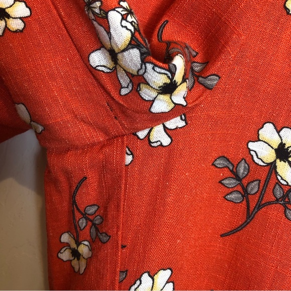 Miss Me Orange Floral Wide Leg Linen Pants Size L - Picture 4 of 9